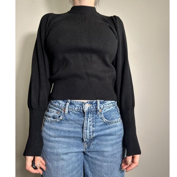 Zara Black Sweater Dramatic Sleeves Size Small - Picture 1 of 5